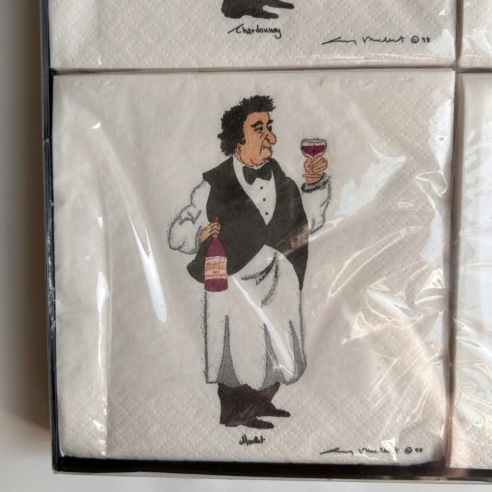 Guy Buffet's Wine Guys Beverage Napkin Gift Box Set NIB